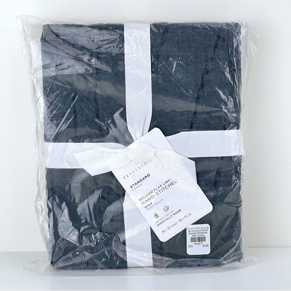 Pottery Barn Belgian Flax Linen Hand Stitched Standard Sham